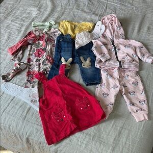 6-9month 11pc Baby Girl Clothes Bundle Lightly Worn Multiple Brands
